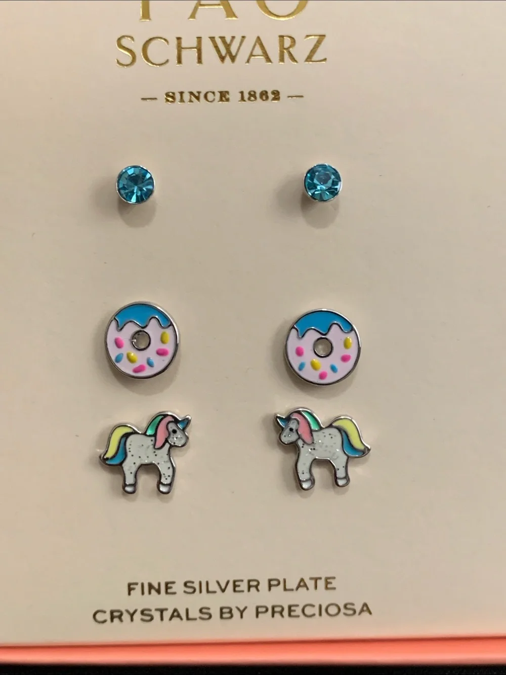 NWT FAO Schwarz 3 pair set of earrings